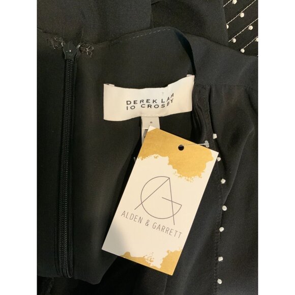 Derek Lam 10 Crosby Black Bead Embellished Ruffle 100% Silk Shift Dress, Size 4 - Picture 9 of 9